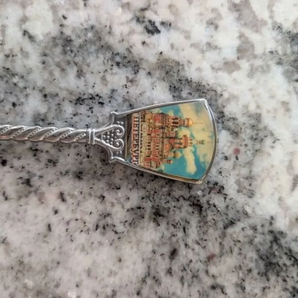 Vintage Leningrad Saint Petersburg Porcelain Silver Plated Collectible Spoon